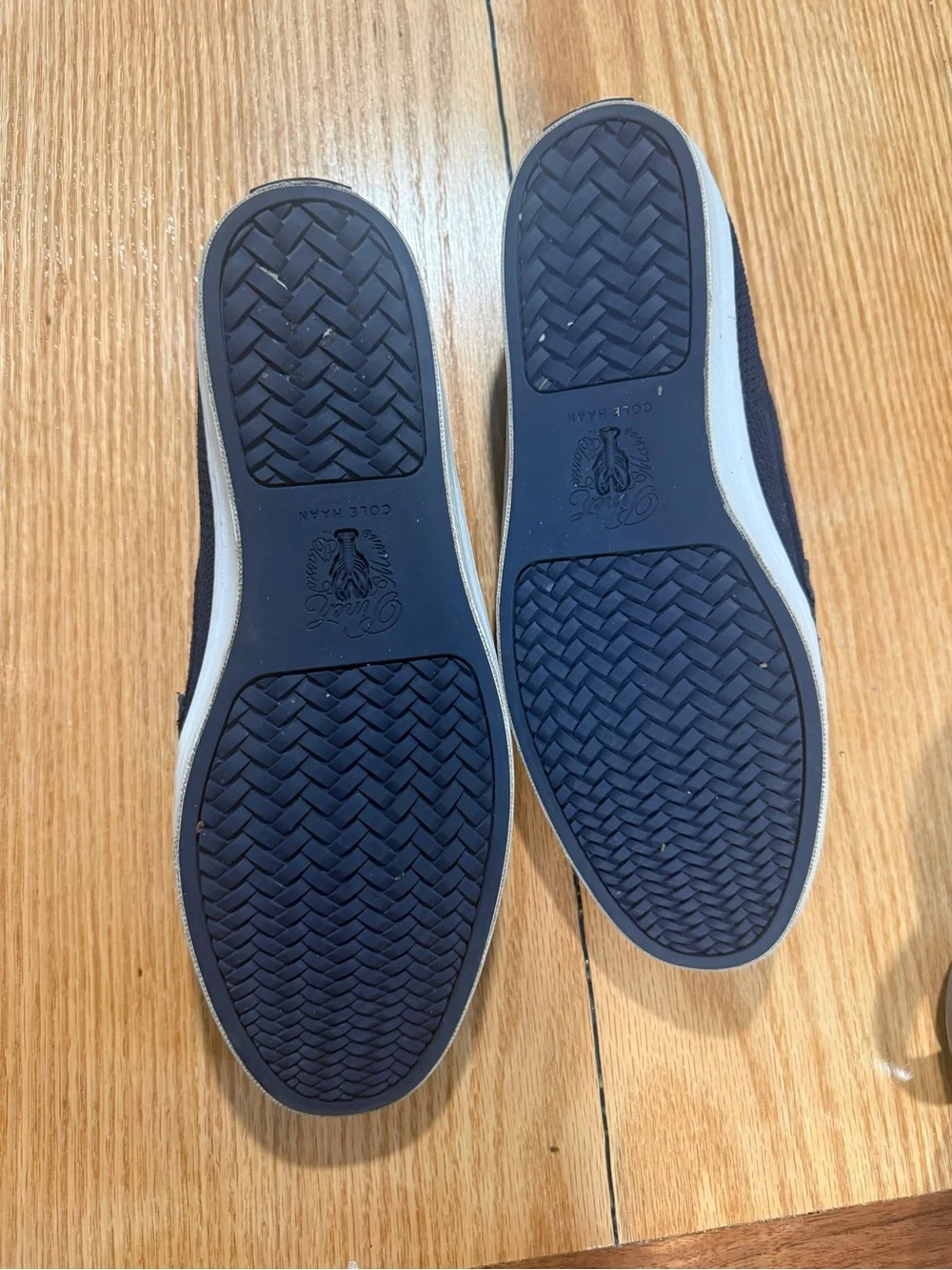 Cole Haan Navy Knit Slip-On Loafers with White Outsole